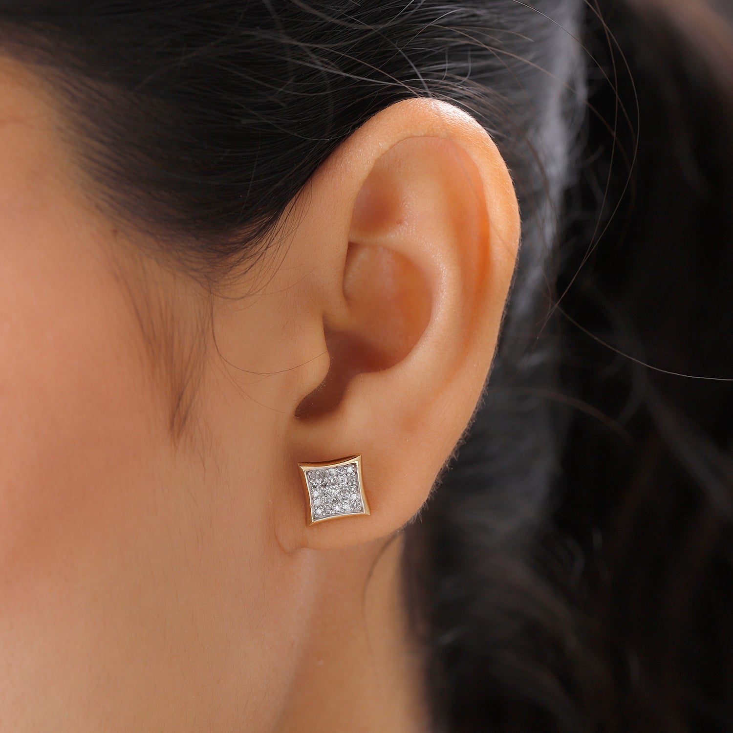 Diamant-Ohrstecker, 925 Silber Gelbgold Vermeil ca. 0,33 ct