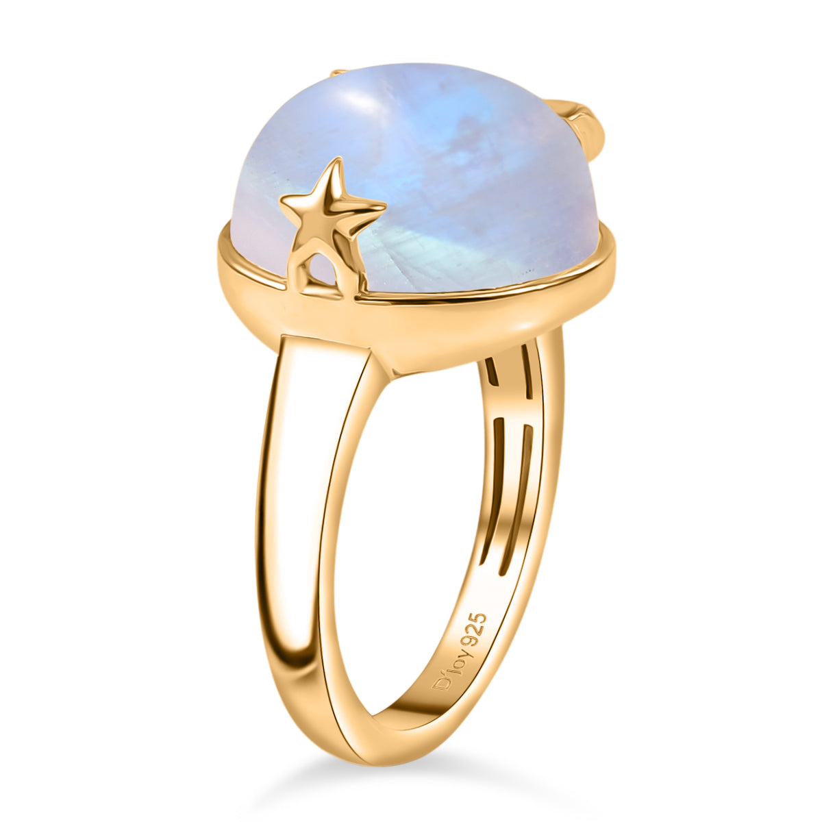 D'Joy AA Regenbogen Mondstein Ring und Anhänger mit 50cm Kette