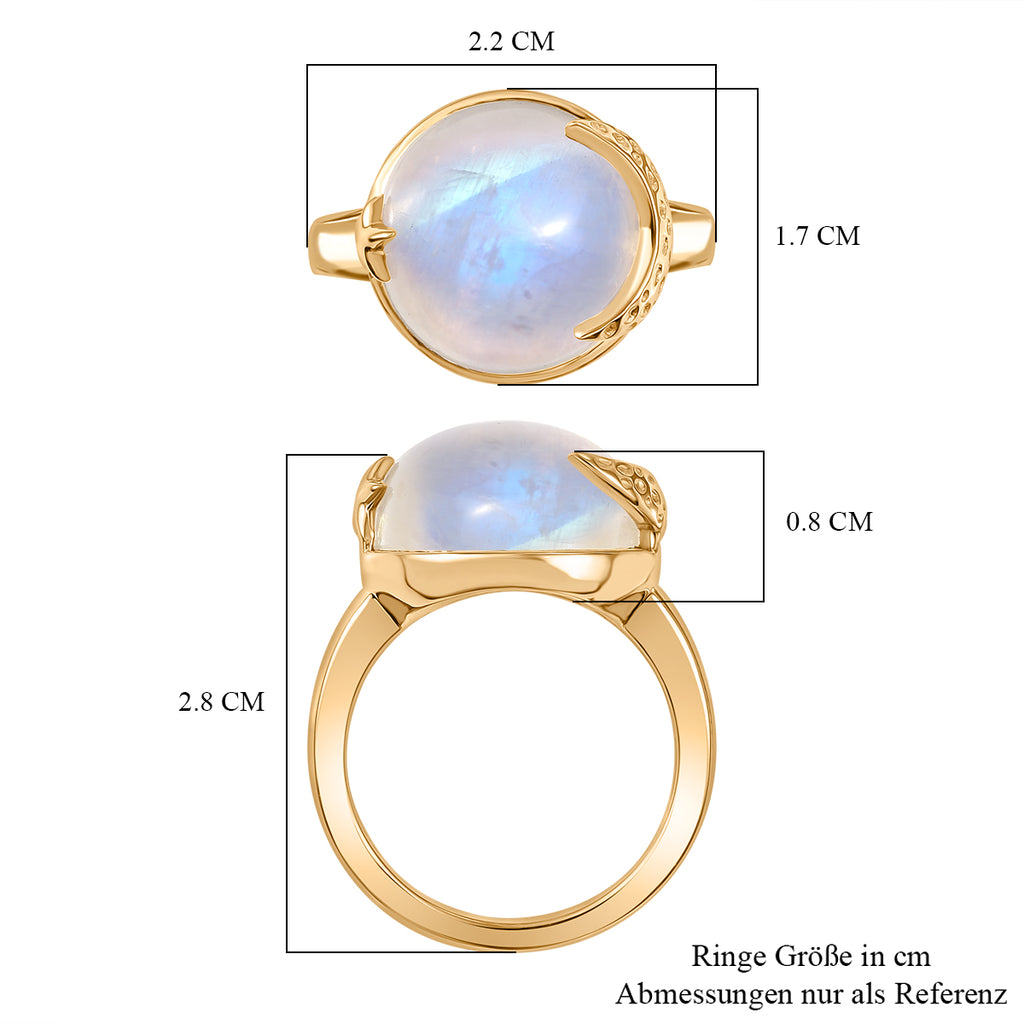 D'Joy AA Regenbogen Mondstein Ring und Anhänger mit 50cm Kette