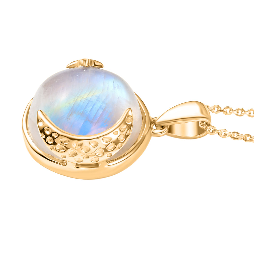 D'Joy AA Regenbogen Mondstein Ring und Anhänger mit 50cm Kette