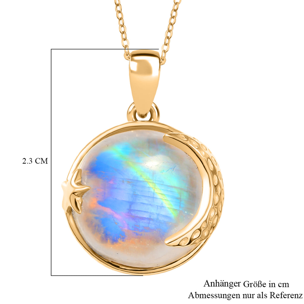 D'Joy AA Regenbogen Mondstein Ring und Anhänger mit 50cm Kette