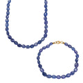 AAA Tansanit 45cm Halskette und 19cm Armband in 585 Gold
