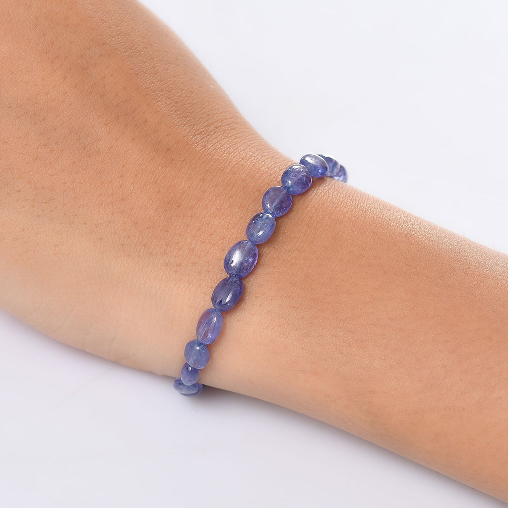 AAA Tansanit 45cm Halskette und 19cm Armband in 585 Gold