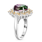 D'Joy Wassermelonen Triplett Quarz und Zirkon zweifarbiger Ring und Anhänger mit 45cm Kette