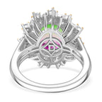 D'Joy Wassermelonen Triplett Quarz und Zirkon zweifarbiger Ring und Anhänger mit 45cm Kette