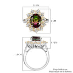 D'Joy Wassermelonen Triplett Quarz und Zirkon zweifarbiger Ring und Anhänger mit 45cm Kette