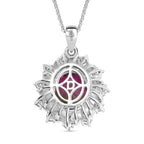 D'Joy Wassermelonen Triplett Quarz und Zirkon zweifarbiger Ring und Anhänger mit 45cm Kette