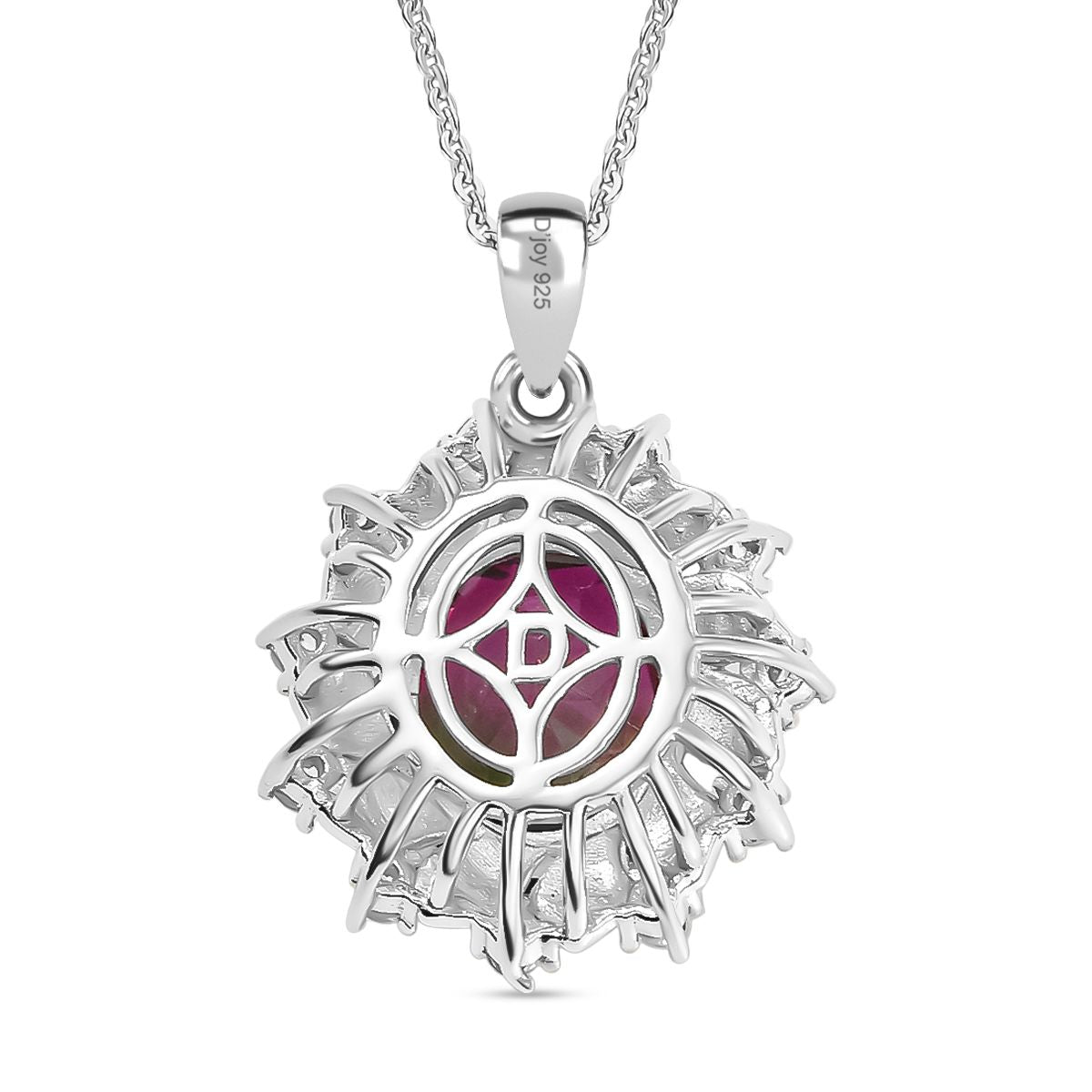D'Joy Wassermelonen Triplett Quarz und Zirkon zweifarbiger Ring und Anhänger mit 45cm Kette