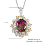 D'Joy Wassermelonen Triplett Quarz und Zirkon zweifarbiger Ring und Anhänger mit 45cm Kette