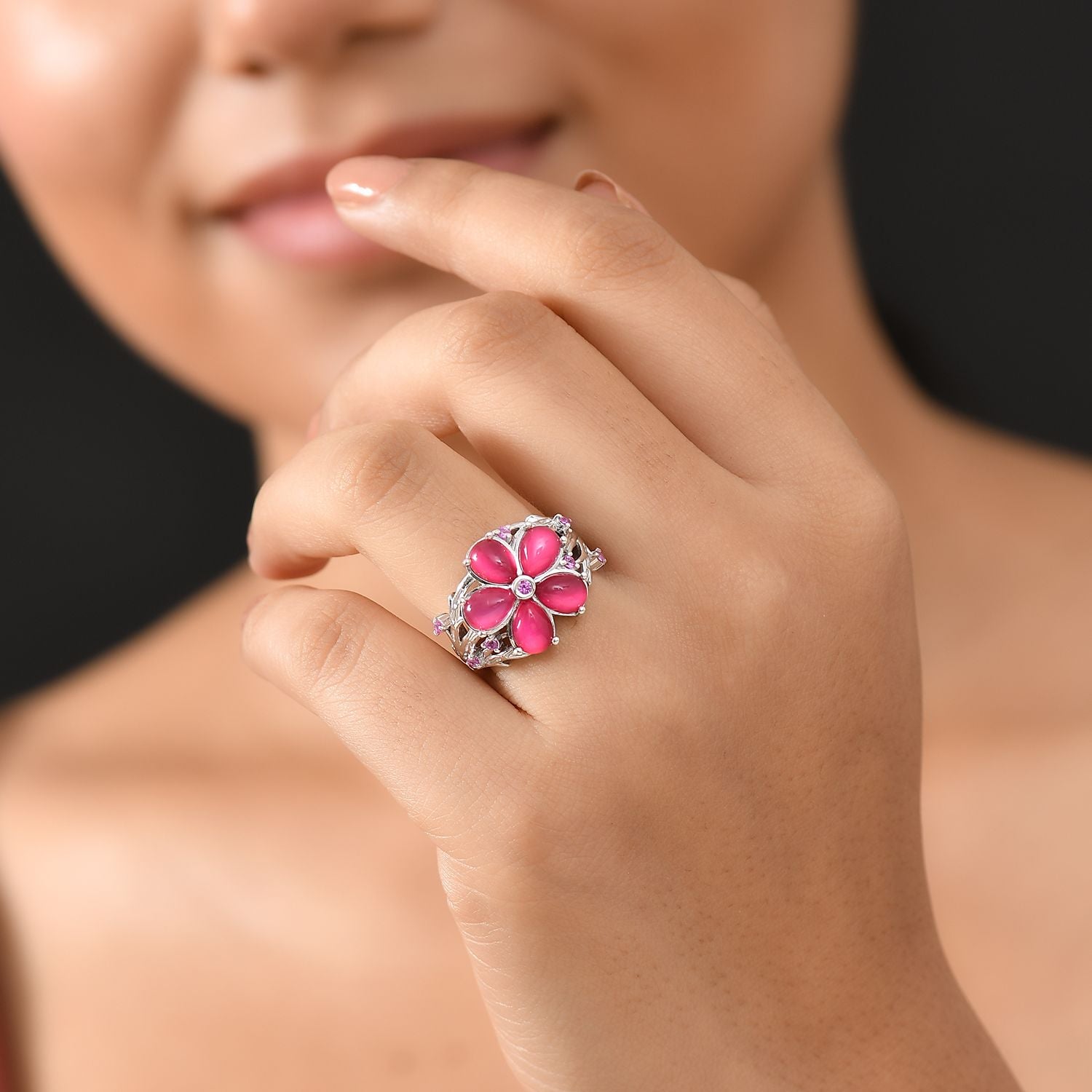GP Italian Garden Kollektion - Maulbeer Mondstein, Rosa und blaues Saphir Schmuckset