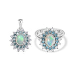AA äthiopischer Welo Opal, blauer Apatit und Zirkon Ring und Anhänger