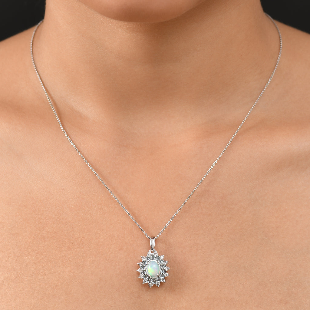 AA äthiopischer Welo Opal, blauer Apatit und Zirkon Ring und Anhänger