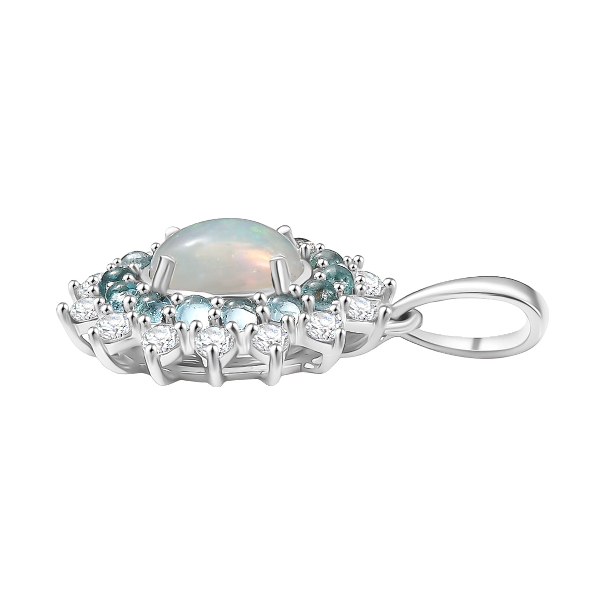 AA äthiopischer Welo Opal, blauer Apatit und Zirkon Ring und Anhänger