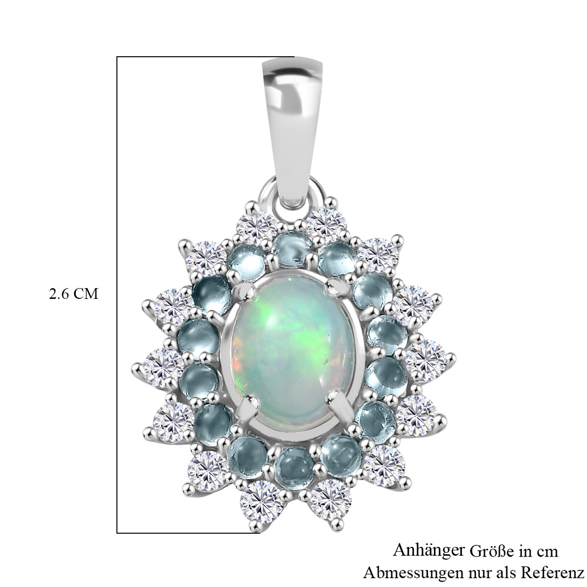 AA äthiopischer Welo Opal, blauer Apatit und Zirkon Ring und Anhänger