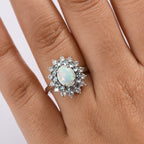 AA äthiopischer Welo Opal, blauer Apatit und Zirkon Ring und Anhänger