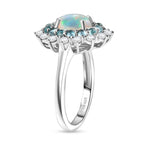 AA äthiopischer Welo Opal, blauer Apatit und Zirkon Ring und Anhänger