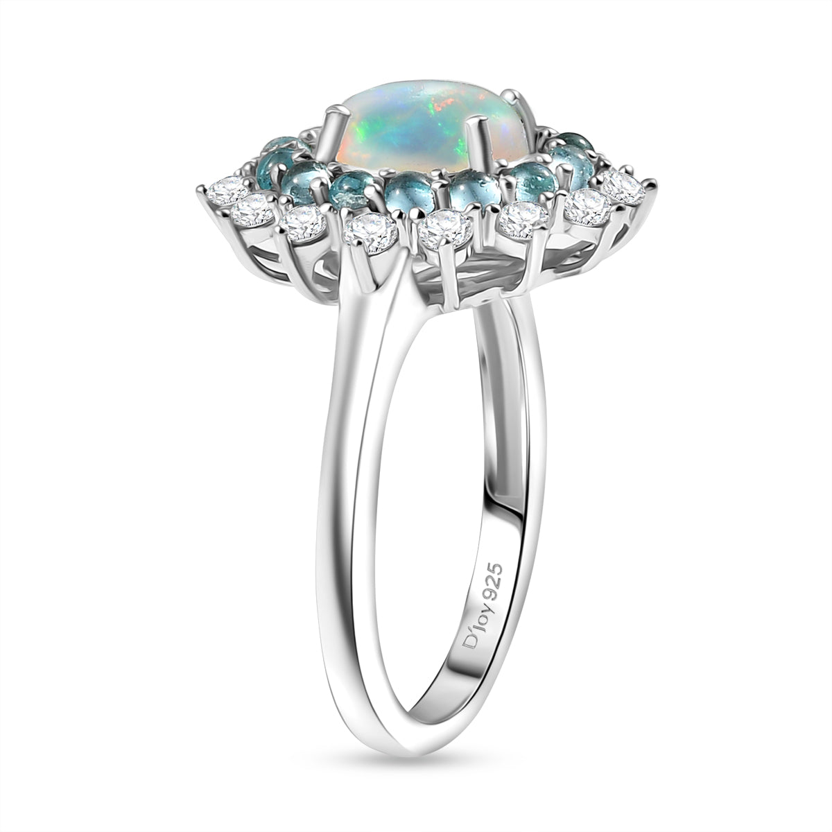 AA äthiopischer Welo Opal, blauer Apatit und Zirkon Ring und Anhänger