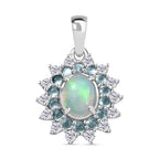 AA äthiopischer Welo Opal, blauer Apatit und Zirkon Ring und Anhänger