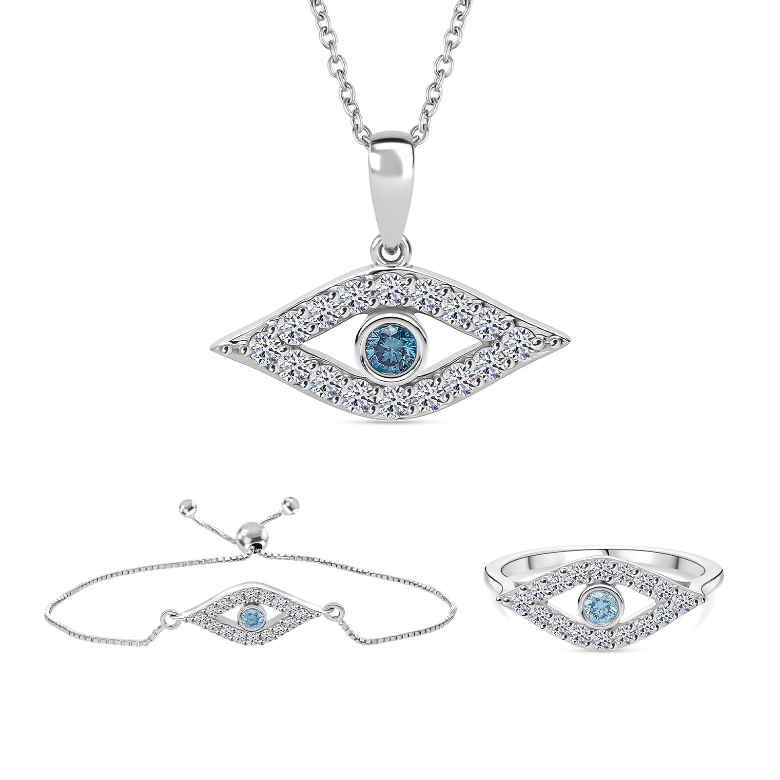 LUXURIANT SI Labor blaues Diamant und SI-GH weißes Labor Diamant Schmuckset