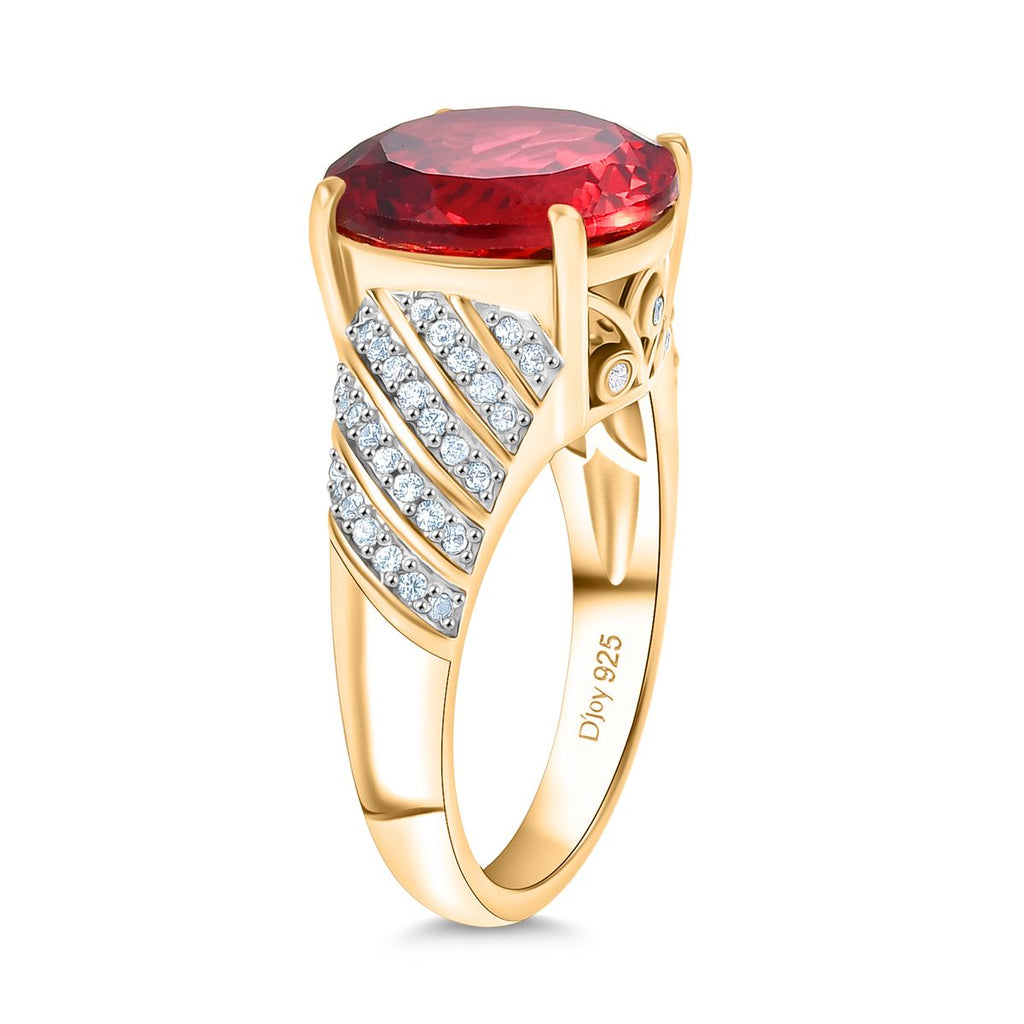 D'Joy Labor Padparadscha Saphir und Zirkon Ring und Anhänger mit 50cm Kette