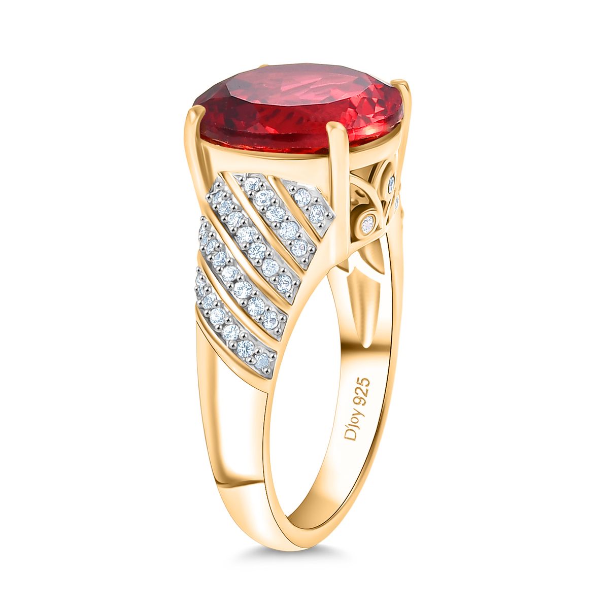 D'Joy Labor Padparadscha Saphir und Zirkon Ring und Anhänger mit 50cm Kette