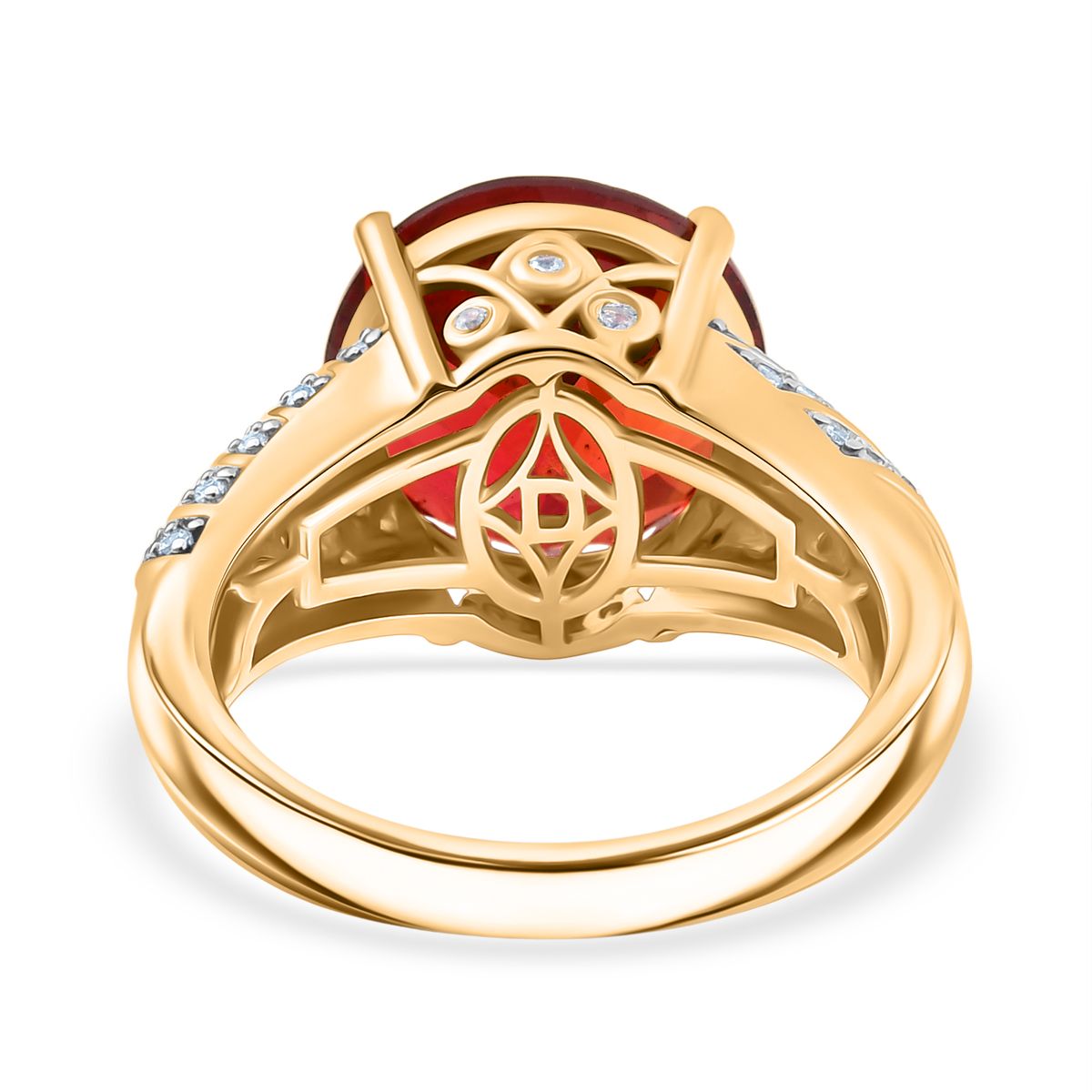 D'Joy Labor Padparadscha Saphir und Zirkon Ring und Anhänger mit 50cm Kette