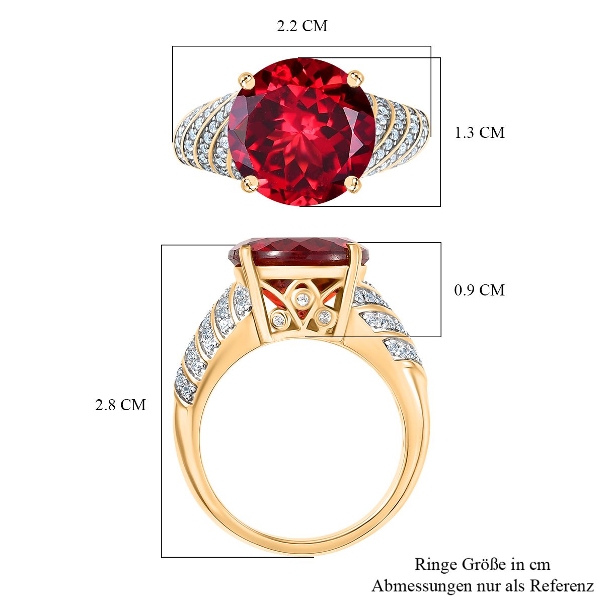 D'Joy Labor Padparadscha Saphir und Zirkon Ring und Anhänger mit 50cm Kette