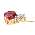 D'Joy Labor Padparadscha Saphir und Zirkon Ring und Anhänger mit 50cm Kette