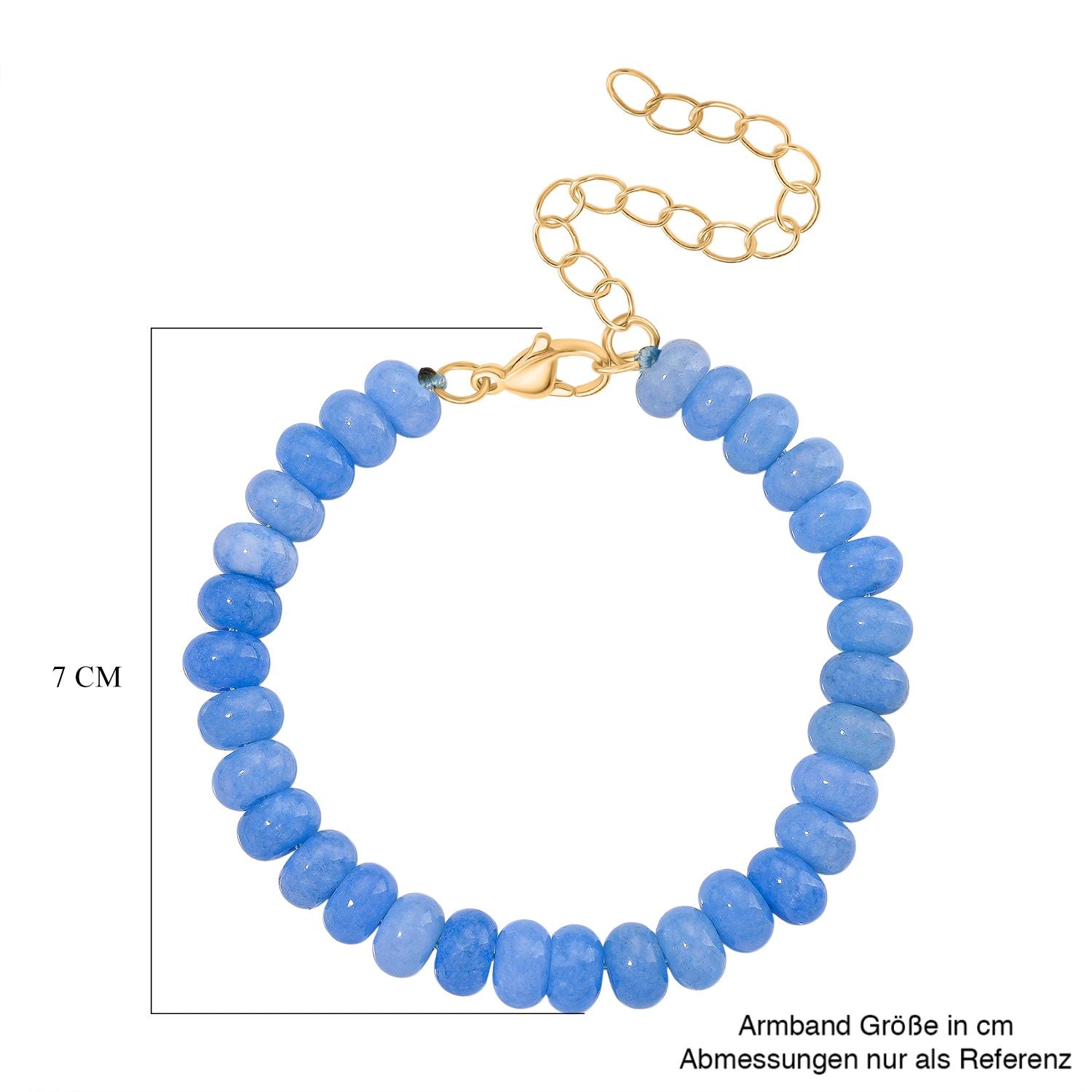 Blaue Quarzit 45+5cm Halskette und 17+5cm Armband