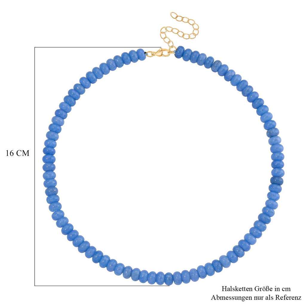Blaue Quarzit 45+5cm Halskette und 17+5cm Armband