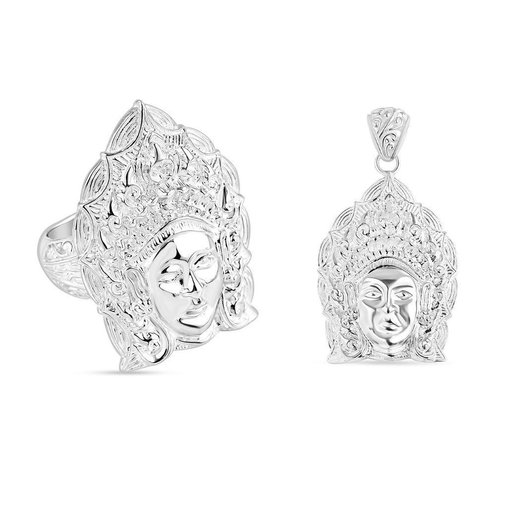 Royal Bali Kollektion- Anhänger und Ring mit Bali-Prinzessinnen-Motiv