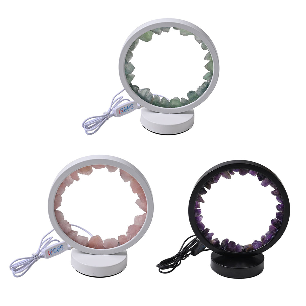 Grüne Aventurin  Rosenquarz und Amethyst Kristall-Wellnesslampe mit USB-Anschluss