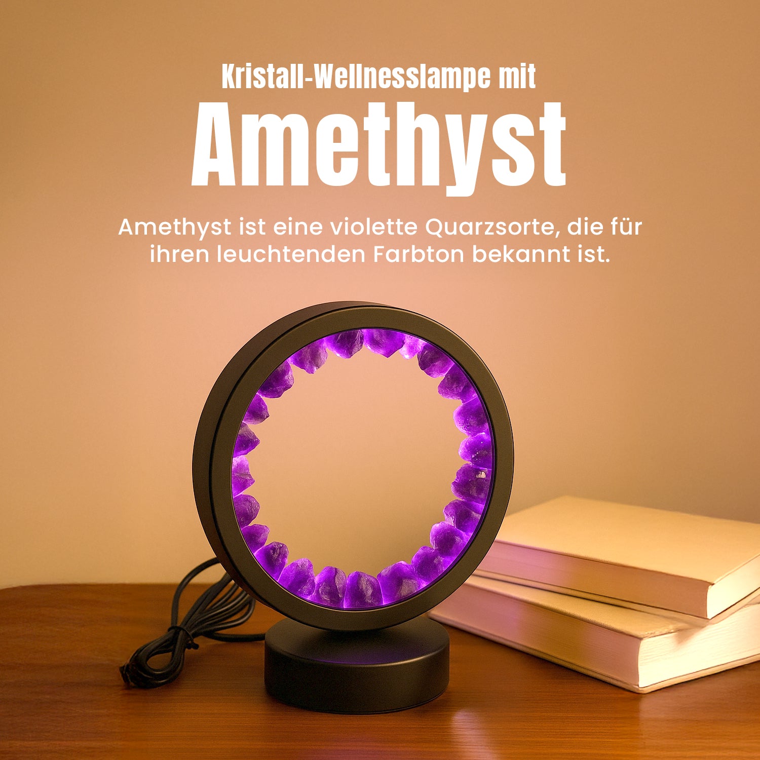 Grüne Aventurin  Rosenquarz und Amethyst Kristall-Wellnesslampe mit USB-Anschluss