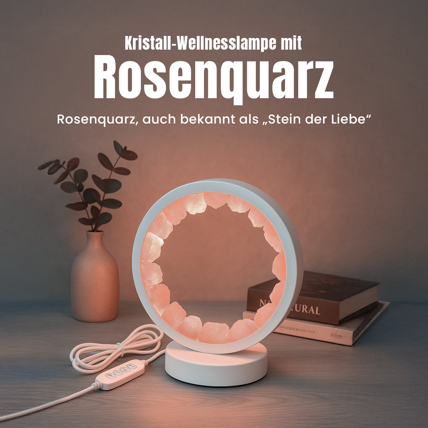 Grüne Aventurin  Rosenquarz und Amethyst Kristall-Wellnesslampe mit USB-Anschluss