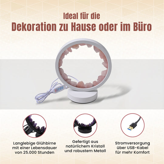 Grüne Aventurin  Rosenquarz und Amethyst Kristall-Wellnesslampe mit USB-Anschluss