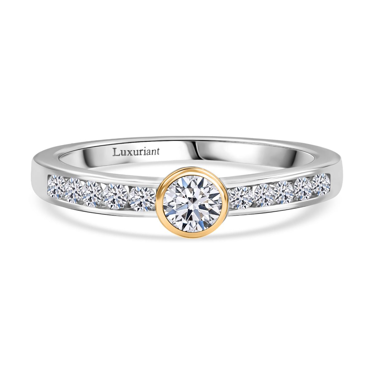 LUXURIANT DIAMOND- SI-GH Labor Diamant zweifarbiger Ring und Ohrringe