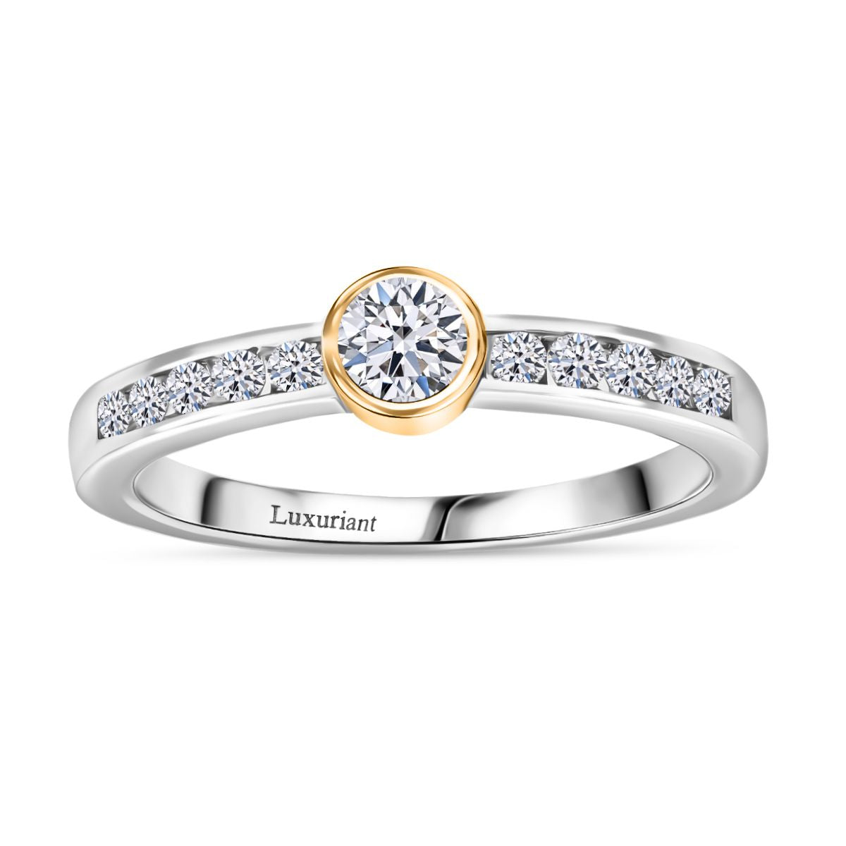 LUXURIANT DIAMOND- SI-GH Labor Diamant zweifarbiger Ring und Ohrringe