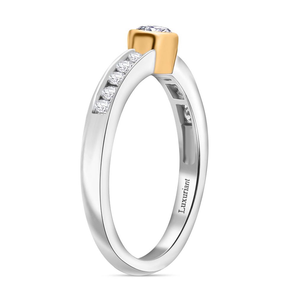 LUXURIANT DIAMOND- SI-GH Labor Diamant zweifarbiger Ring und Ohrringe