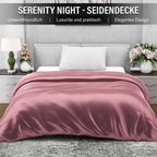 Serenity Night - 100% Maulbeerseide Sommerseidendecke mit Seidenfüllung Daunenkissen und Seidenkissenbezug Rosa