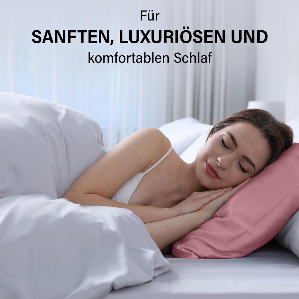 Serenity Night - 100% Maulbeerseide Sommerseidendecke mit Seidenfüllung Daunenkissen und Seidenkissenbezug Rosa