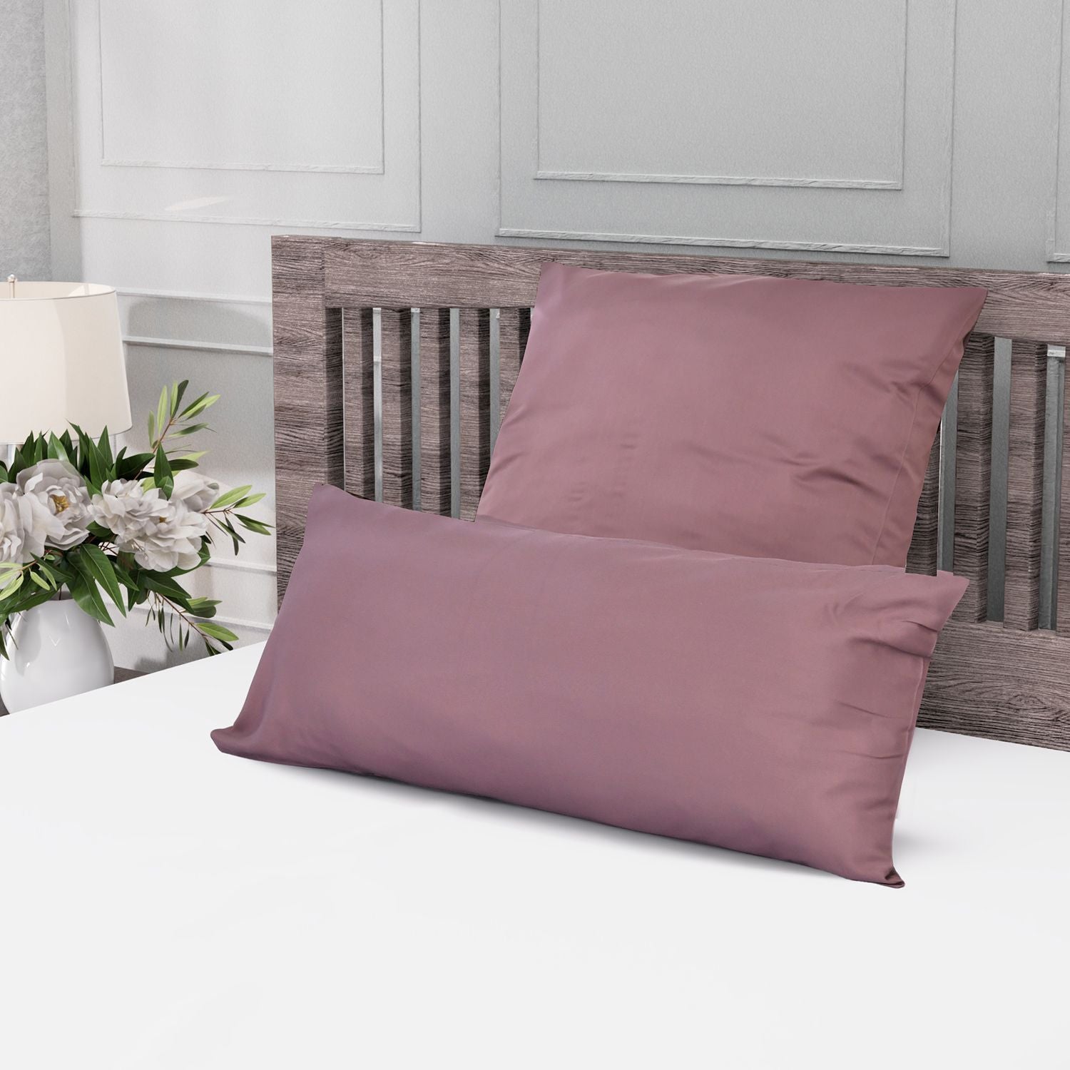 Serenity Night - 100% Bambus-Steppdecke mit Bambusfüllung und 2er-Set Bambus-Kissenbezüge Mauve