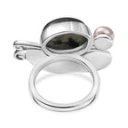 AAA Labradorit und Perlen Schmetterling Ring und Anhänger