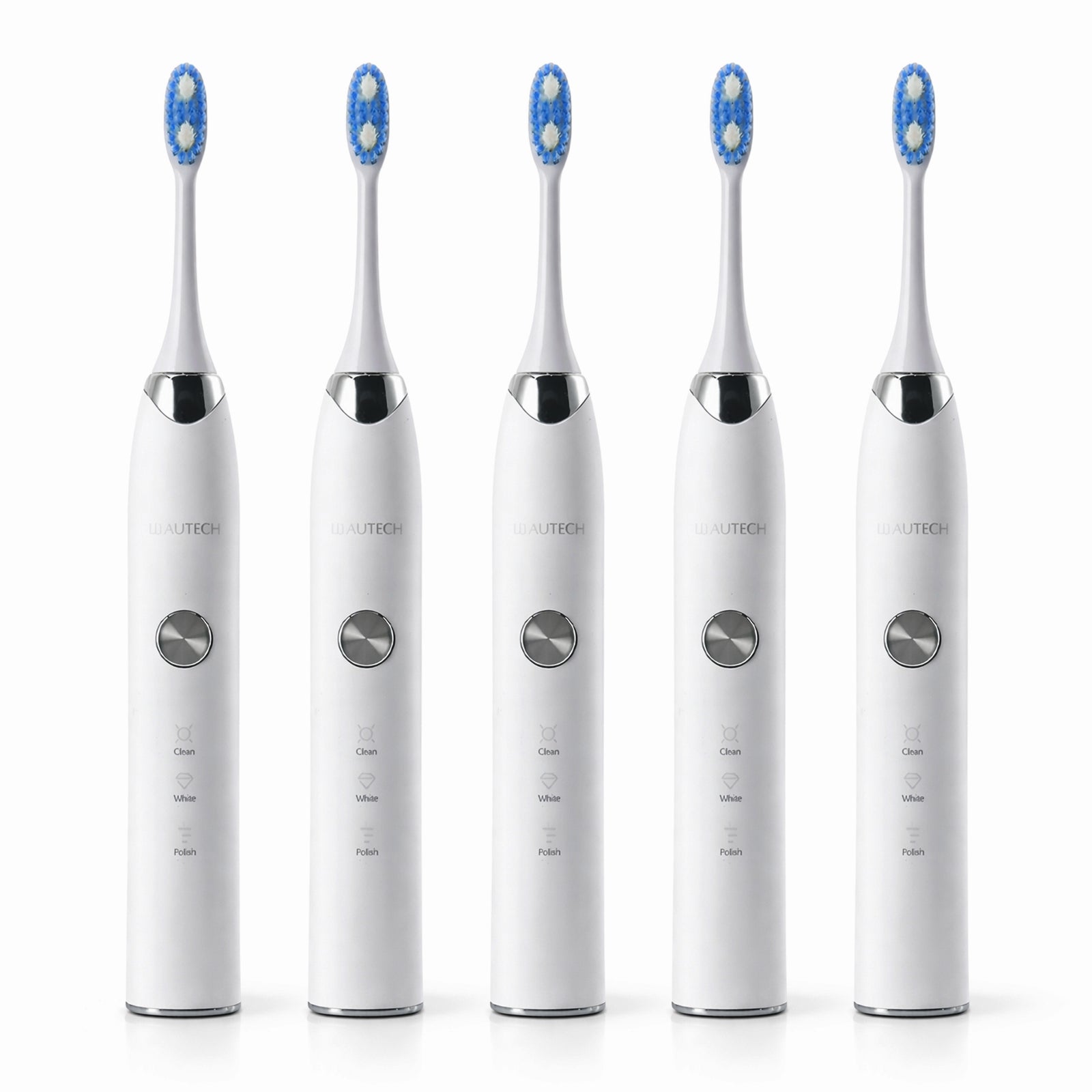 BEAUTECH 5er-Set Elektronische Schallzahnbürste mit 2 Bürstenköpfen, Wasserdicht IPX7, USB-Kabel, 5 Modi