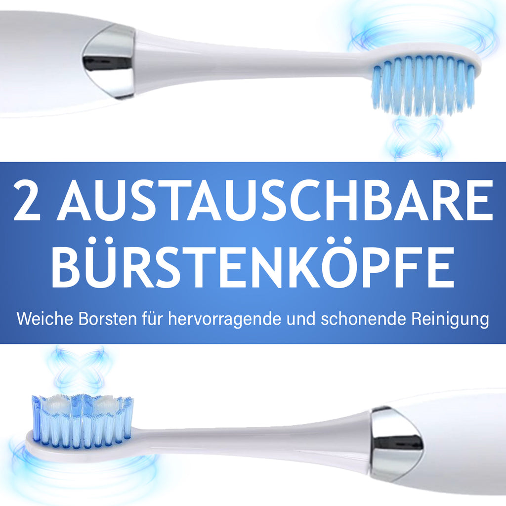 BEAUTECH 5er-Set Elektronische Schallzahnbürste mit 2 Bürstenköpfen, Wasserdicht IPX7, USB-Kabel, 5 Modi