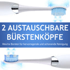 BEAUTECH 5er-Set Elektronische Schallzahnbürste mit 2 Bürstenköpfen, Wasserdicht IPX7, USB-Kabel, 5 Modi