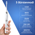 BEAUTECH 5er-Set Elektronische Schallzahnbürste mit 2 Bürstenköpfen, Wasserdicht IPX7, USB-Kabel, 5 Modi