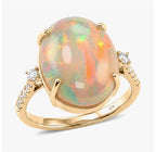 LUXORO AAA Natürlicher, äthiopischer Welo Opal, Weißer Diamant Ring 417 Gold (Größe 18.00) ca. 7,39 ct