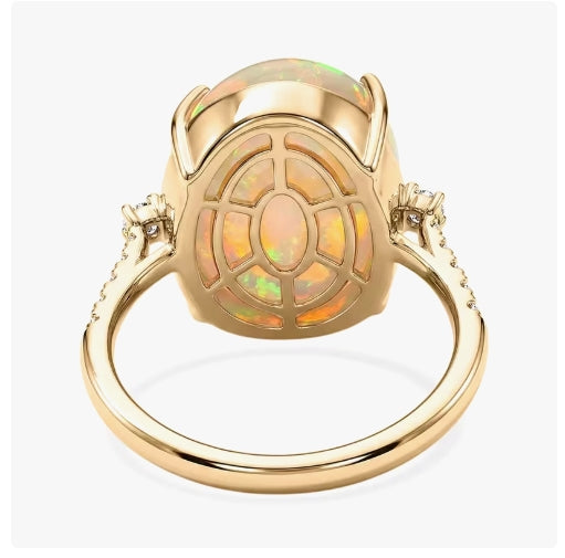 LUXORO AAA Natürlicher, äthiopischer Welo Opal, Weißer Diamant Ring 417 Gold (Größe 18.00) ca. 7,39 ct