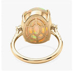 LUXORO AAA Natürlicher, äthiopischer Welo Opal, Weißer Diamant Ring 417 Gold (Größe 18.00) ca. 7,39 ct
